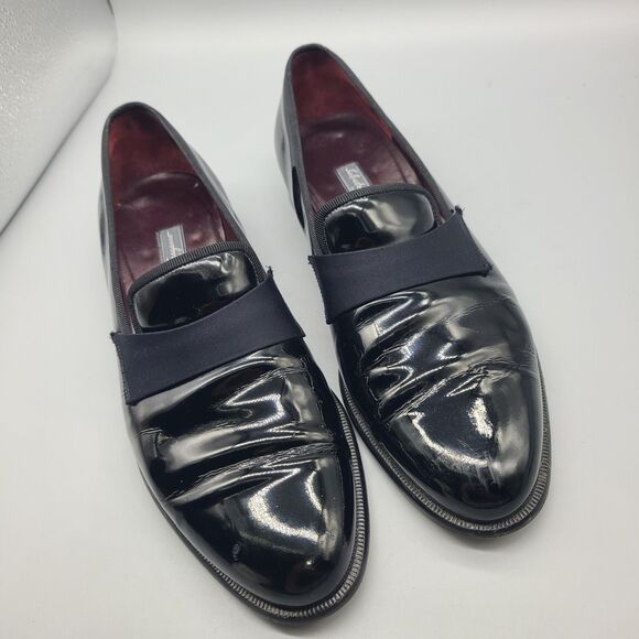 Salvatore Ferragamo Bryden Banded black patent Tuxedo Loafer Size 9.5 D Used